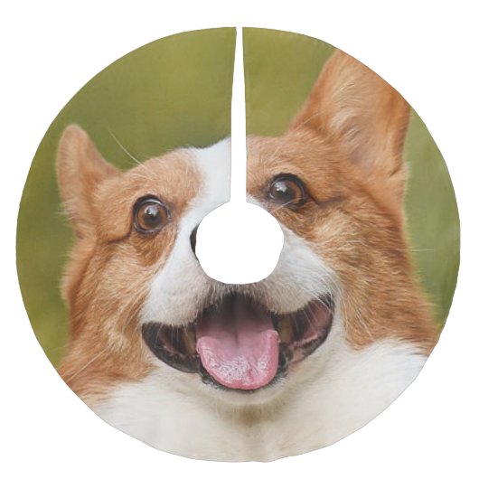 ドッグ写真のパーソナライズされたカスタマイズ追加 ブラッシュドポリエステルツリースカート (正面)