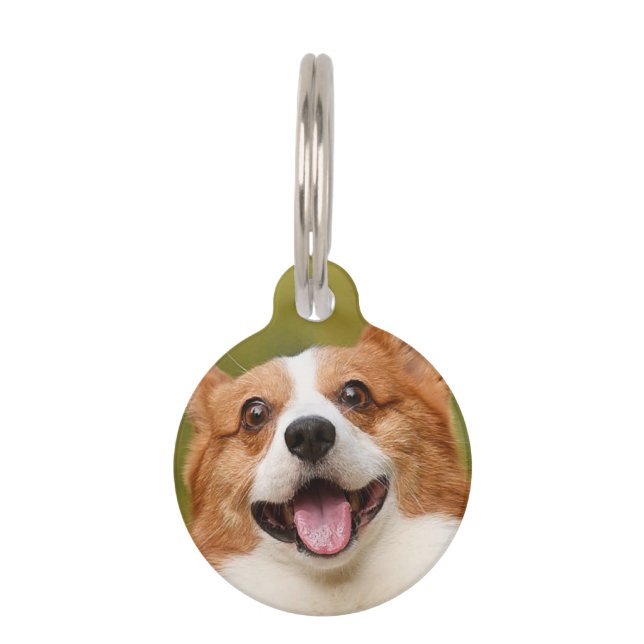 ドッグ写真のパーソナライズされたカスタマイズ追加 ペット　ネームタグ (正面)