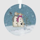 ドッグ初期のアクリルオーナメント付きスノー対 オーナメント (裏面)