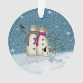 ドッグ初期のアクリルオーナメント付きスノー対 オーナメント (正面)