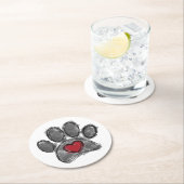 ドッグ恋人スケッチ水彩 ラウンドペーパーコースター (インサイチュ)