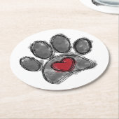 ドッグ恋人スケッチ水彩 ラウンドペーパーコースター (アングル)