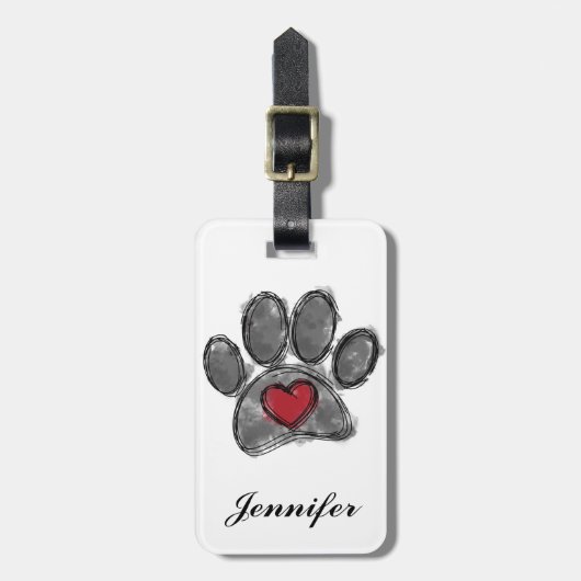 ドッグ恋人スケッチ水彩 ラゲッジタグ (正面縦)