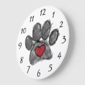 ドッグ恋人スケッチ水彩 ラージ壁時計 (傾斜)