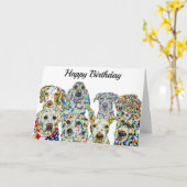 ドッグ恋人誕生日カード カード (黄色い花)