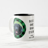 ドッグ最高のパパの写真の名前（緑） ツートーンマグカップ (正面左)
