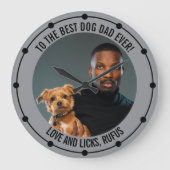 ドッグ最高のパパへカスタムの文字 ラージ壁時計 (正面)