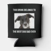 ドッグ最高のパパエカスタムバー写真黒 缶クーラー (正面)