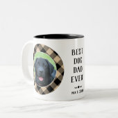 ドッグ最高のパパエバーフォト名ベージュ ツートーンマグカップ (正面左)