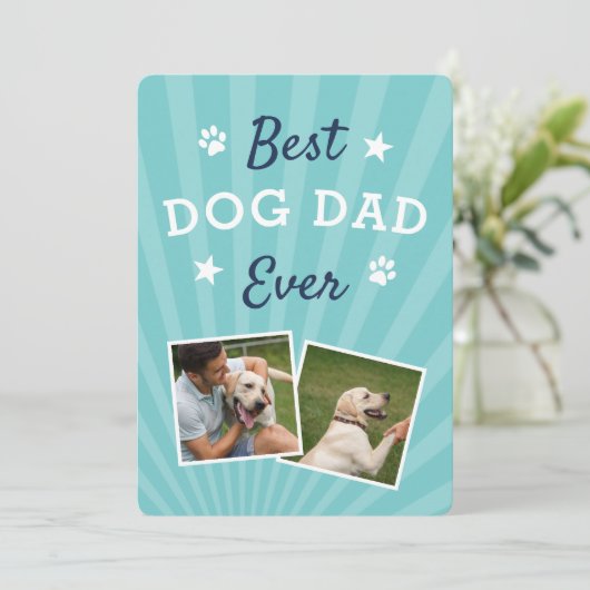 ドッグ最高のパパエバー |父の日のフラット写真 カード (スタンド正面)