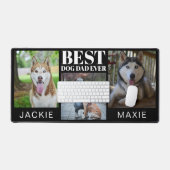 ドッグ最高のパパシンプル3枚フォトコラージブラック デスクマット (キーボード&マウス)