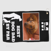 ドッグ最高のパパバイパーゴルフ写真カスタム付き ゴルフタオル (横)