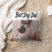 ドッグ最高のパパフォトブラック文字 クッション (ブランケット)