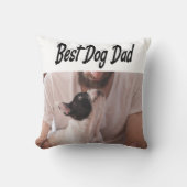 ドッグ最高のパパフォトブラック文字 クッション (正面)