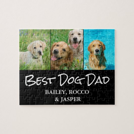 ドッグ最高のパパ写真 ジグソーパズル (横)