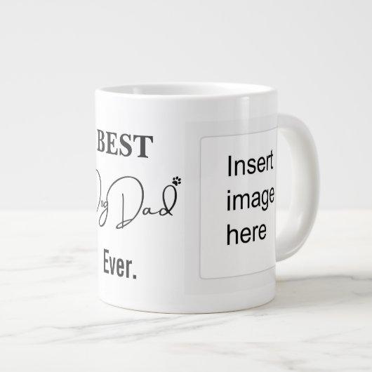 ドッグ最高のパパ |写真独身の手書き文字 ジャンボコーヒーマグカップ (正面右)