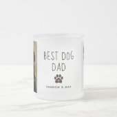 ドッグ最高のパパ | 2枚の写真手書き文字コーヒー フロストグラスマグカップ (中央)