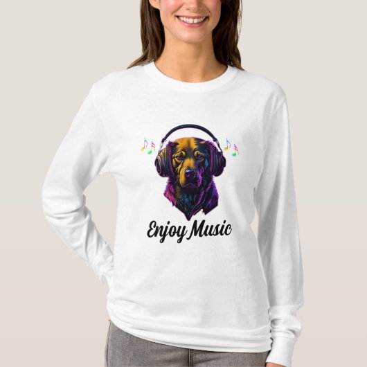 ドッグ楽しむ音楽 Tシャツ (正面)