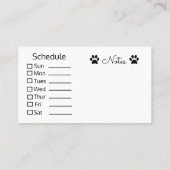ドッグ歩く名刺、スケジュールオンバック 名刺 (裏面)