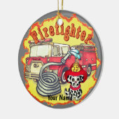 ドッグ消防車カスタム消防士 セラミックオーナメント (左)