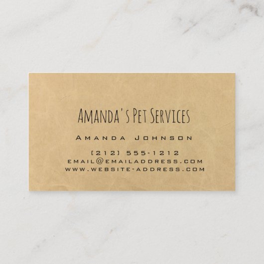 ドッグ素朴シッターPETサービスグルーミングポーパス 名刺 (裏面)