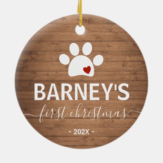 ドッグ素朴初めてのクリスマスキャットホリデイ セラミックオーナメント (裏面)