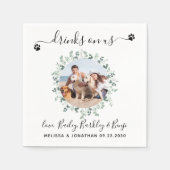 ドッグ結婚のカスタムフォトカクテル スタンダードカクテルナプキン (正面)