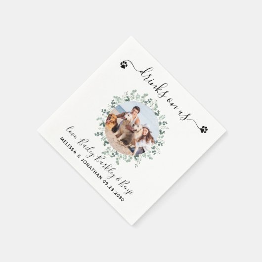 ドッグ結婚のカスタムフォトカクテル スタンダードカクテルナプキン (角)