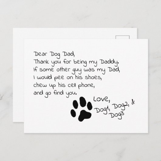 ドッグ親愛パパママカスタマイズ可能ペット名はがき ポストカード (正面/裏面)