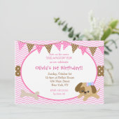 ドッグ誕生日招待状for Girl 招待状 (スタンド正面)