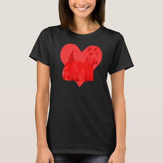 ドッグ赤いハートスコティッシュテリア Tシャツ (正面)
