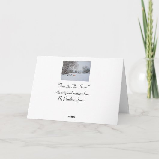 ドッグ雪のシーンの風景のクリスマス シーズンカード (裏面)