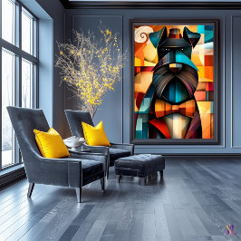 ドッグ魅力的 – バウ・タイのキュービスト・紳士 ポスター