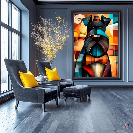 ドッグ魅力的 – バウ・タイのキュービスト・紳士 ポスター