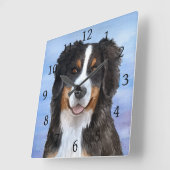 ドッグ125ベルネーゼマウンテン スクエア壁時計 (傾斜)