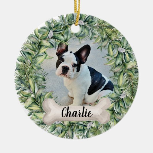 ドッグ2サイド2フォトリース名Year Ceramic Ornam セラミックオーナメント (正面)