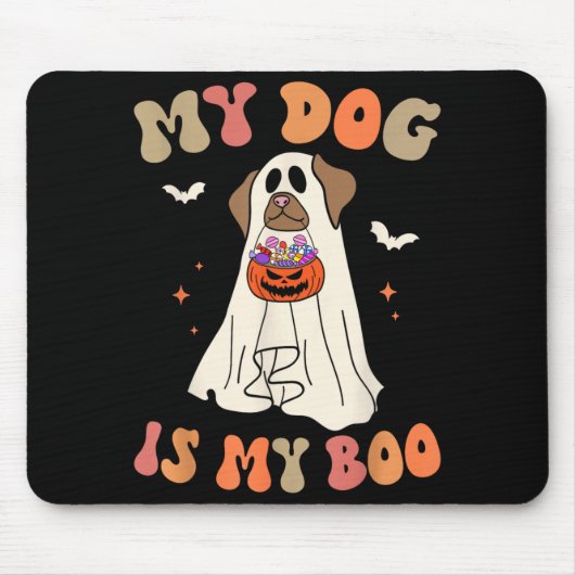 ドッグ・イズ・ブー おばけ ハロウィン 犬好き グルーヴィー マウスパッド (正面)