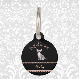 ドッグ・オブ・オナー結婚ズ・チワフェイク・レース・オン・ブラック ペット　ネームタグ