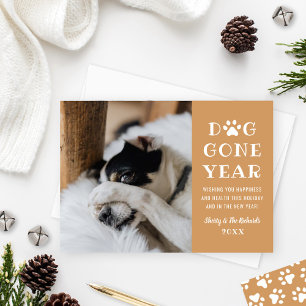 ドッグ・ゴー・おもしろいイヤーCognac Pet写真 シーズンカード