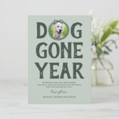 ドッグ・ゴー・イヤー緑の写真クリスマス シーズンカード (スタンド正面)
