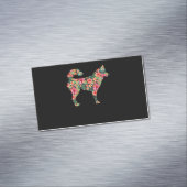 ドッグ |シベリアのハスキーフラワーおもしろい犬シルエット マグネット名刺 (インサイチュ)