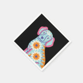 ドッグ スカル デイ オブ ザ デッド ブラック ナプキン スタンダードカクテルナプキン (角)