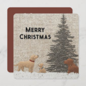 ドッグ&ツリーニュートラルカラー付きクリスマスカード シーズンカード (正面/裏面)