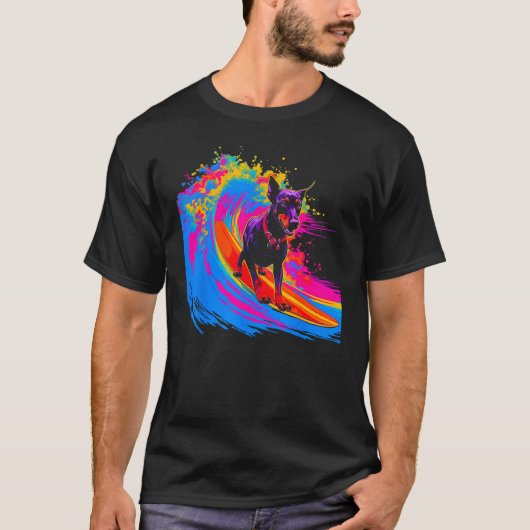 ドッグ ドーベルマン ピンシャー サーフ Tシャツ (正面)