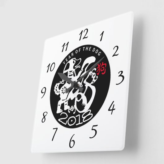 ドッグ・ペーパーカ中国のット新年〔占星術の〕十二宮図誕生日BWC スクエア壁時計 (傾斜)