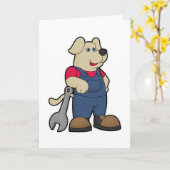 ドッグ・メカニック・ウィズ・レンチ カード (黄色い花)