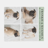 ドッグ・ラバーパーソナライズされた・セージ犬名フォトコラージュ フリースブランケット (正面(横))