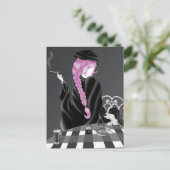 ドッグ&レディーアットカフェピンクヘアポストカード ポストカード (スタンド正面)