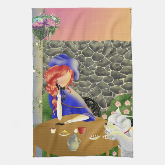 ドッグ&レディーインカフェランチタオル キッチンタオル (縦)