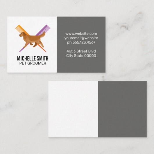 ドッグ |櫛 |トリマー 名刺 (正面/裏面)